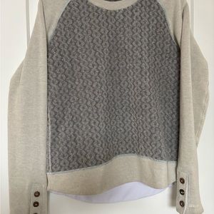 Gray and Cream Sweater with Button Accents